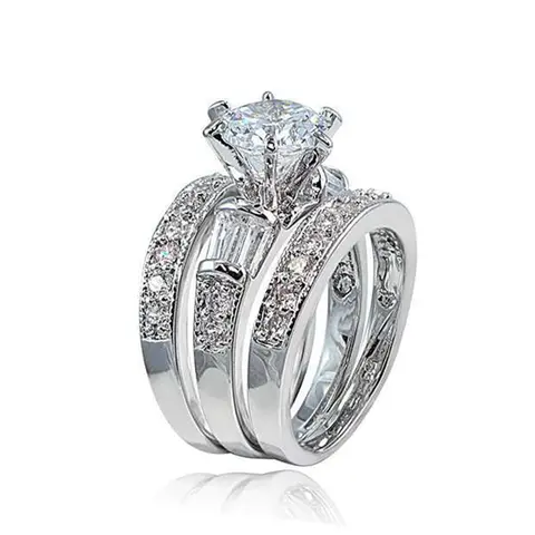 Elegant Ring Set for Women  Stackable 3-Piece Cubic Zirconia Promise Ring Set Ideal Jewelry Gift for Christmas or Valentine's Day