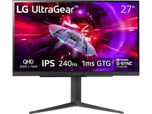 LG 27" 240 Hz IPS QHD(2560 x 1440) Gaming Monitor Nvidia G-Sync Compatible DCI-P3 95% (CIE1976) UltraGear 27GR83Q-B