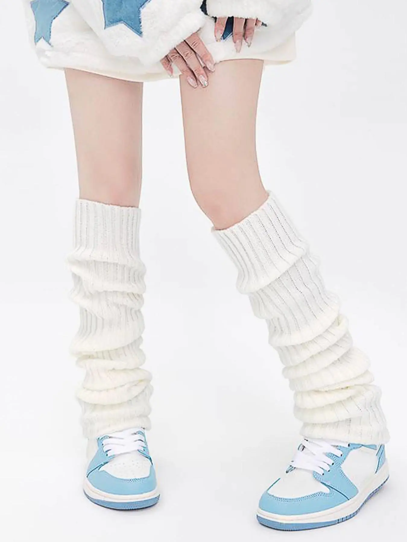Women's 1 Pair Plain Textured Fitted Leg Warmers, Fashionable Cozy Warm Casual Leg Warmers For Fall & Winter, Women's Socks For Y2K Look Daily Wear Everyday Basic, Long Socks