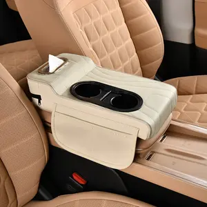 Universal Car Armrest Box Cushion Organizer, Multifunctional Car Organizer, Multi-Function Tissue Holder, Central Armrest Heightening Pad, 5-In-1 Car Accessory