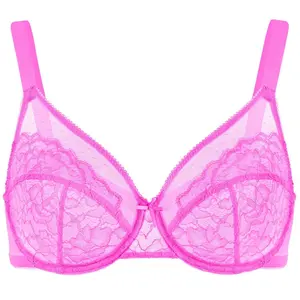 HSIA Neon Fizz Pink Floral Lace Underwire PLus Size Full Coverage Bra