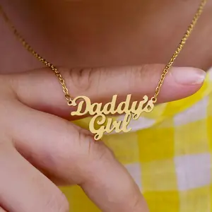 AS050 New Daddy's Girl Necklace Parents Daughter Family Members Collarbone Chain Father's Day Gift