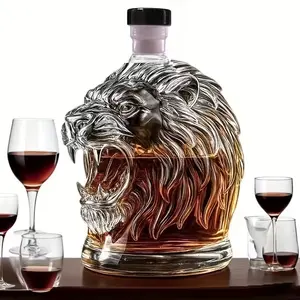 Lion Roar Whiskey Bottle, 10.14oz Alcohol Pourer, Realistic Lion Design, Perfect for Home Bar Parties and Christmas Decorations