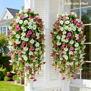 Artificial morning glory hanging vine, realistic plastic material, comes with a fresh feel, suitable for spring atmosphere. Easy to maintain, daily home decoration, party decoration, or for Thanksgiving, Easter, St. Patrick's Day.