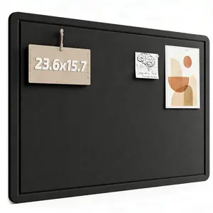 Large Felt Bulletin Board, 23.6" x 15.7" Cork Board Replacement with 8 Secure Removable Adhesive Tabs, Foldable Felt Pin Board for Home Office, Classroom, Bedroom, Wall Entry