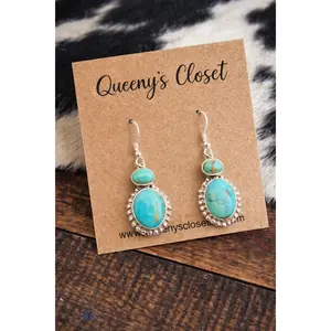 THE DOUBLE STACK TURQUOISE EARRINGS