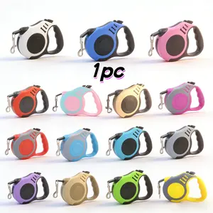 Automatic Retractable Dog Leash, One-Click Lock, Anti-Tangle Nylon Traction Rope, Suitable for Small Medium Dogs, Training Use, Multiple Colors, No Tangle Leash