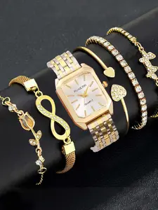 6-piece set of simple authentic ladies' watches, women's lightweight luxury small-dial quartz watch set