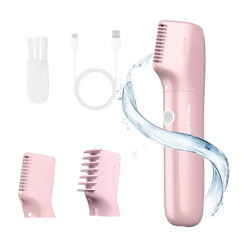 Akunbem Underarm Hair Trimmer for Women, Cordless Electric Trimmer for Wet & Dry Use, Includes 2 Comb Attachments, Multi-Directional Shaving for Sensitive Areas