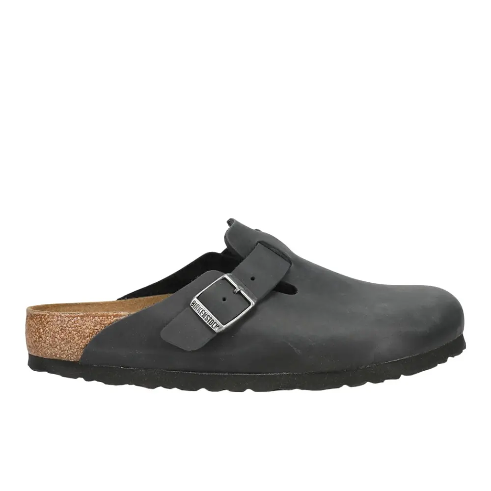 BIRKENSTOCK Mens Boston Oiled Leather Clogs Casual - Black BIRKENSTOCK Mens Boston Oiled Leather Clogs Casual - Black