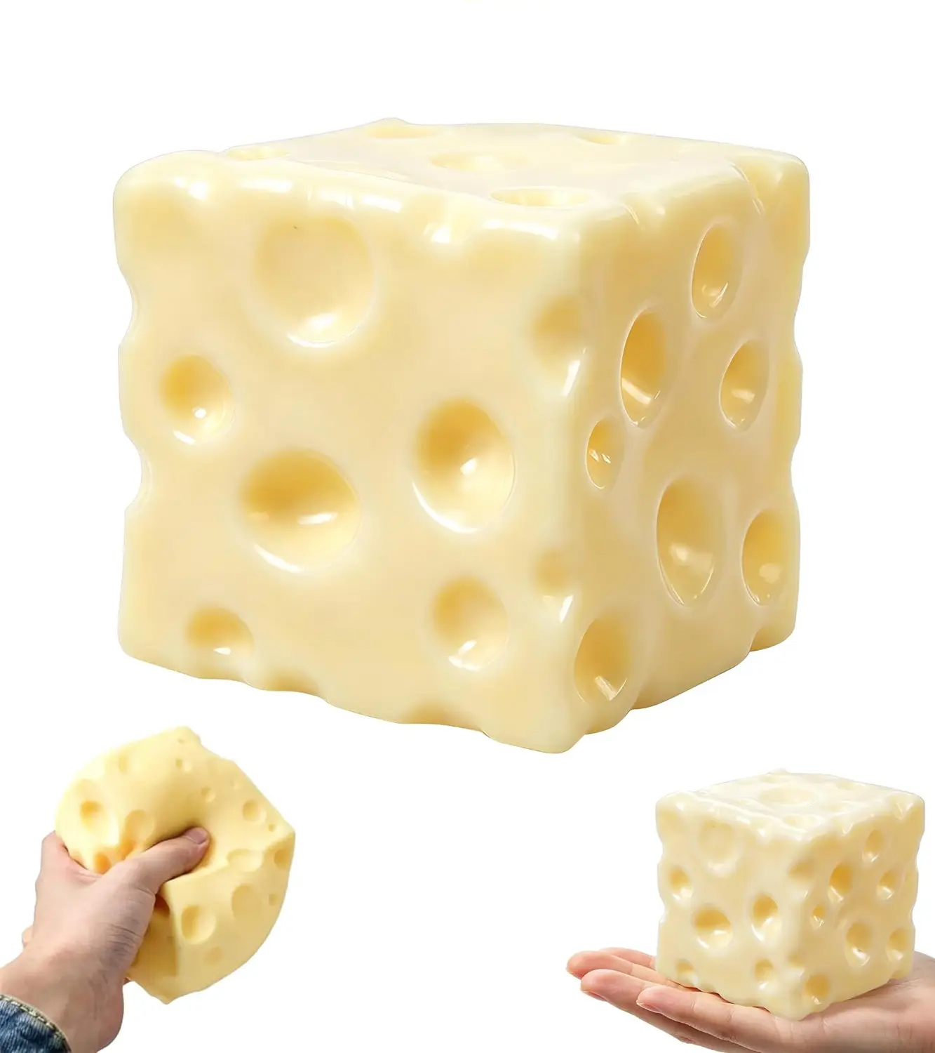Squishy Cheese Block (2.4 inch), Cheese Squishy Fidget Toy, Non-Rebound Moldable Cheese Block Toy, Super Soft Cheese Stress Relief Toy, Gift for Adults Teens Anxiety Relief