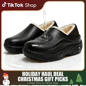 Warm Slip-Resistant & Waterproof Work Shoes for Women Easy On/Off Casual Home Footwear Gift Idea Black SlipOn Shoes Ideal for Daily Wear