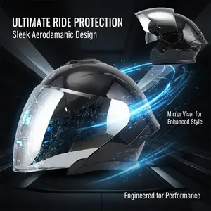 Motorcycle Half Helmet with Dual Long Lenses, Stylish Design for Men and Women, Dot Certified for Safety, Motorcycle Helmet Visor