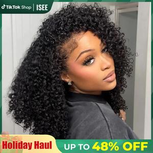 【Wear Go Half Wig】 ISEE HAIR 250% Wear Go Half Wig Kinky Curly Invisible Hairline 150% & 180% & 250% Glueless Human Hair Wigs No Lace Seamless Flip Over Wig Updo Down Style Hairpiece#TikTokShopHolidayHaul