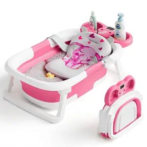 Collapsible Baby Bathtub | Real-Time Temp Monitor, Floating Cushion, Foldable Travel Tub for Newborns & Toddlers Collapsible Baby Bathtub | Real-Time Temp Monitor, Floating Cushion, Foldable Travel Tub for Newborns & Toddlers