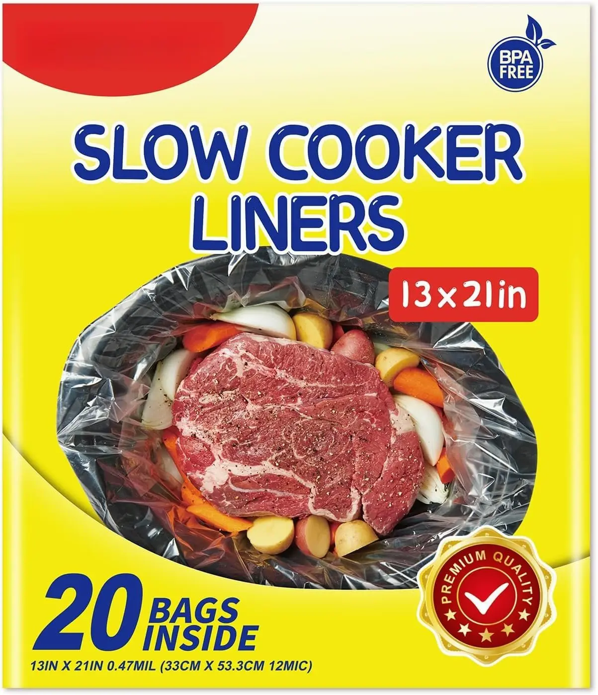 Slow Cooker Liners,3-8 Quart Cooking Bags Large Size 13"x 21", Disposable Slow Cooker Bags Oval For Crock Pot 20 count