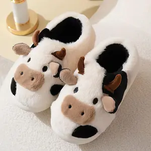 Cotton Slippers Women and Men Cute Cotton Animals House Shoes Fluffy Plush Slippers for Girls Indoor Living Room Bedroom Footwear Flipflop Slide