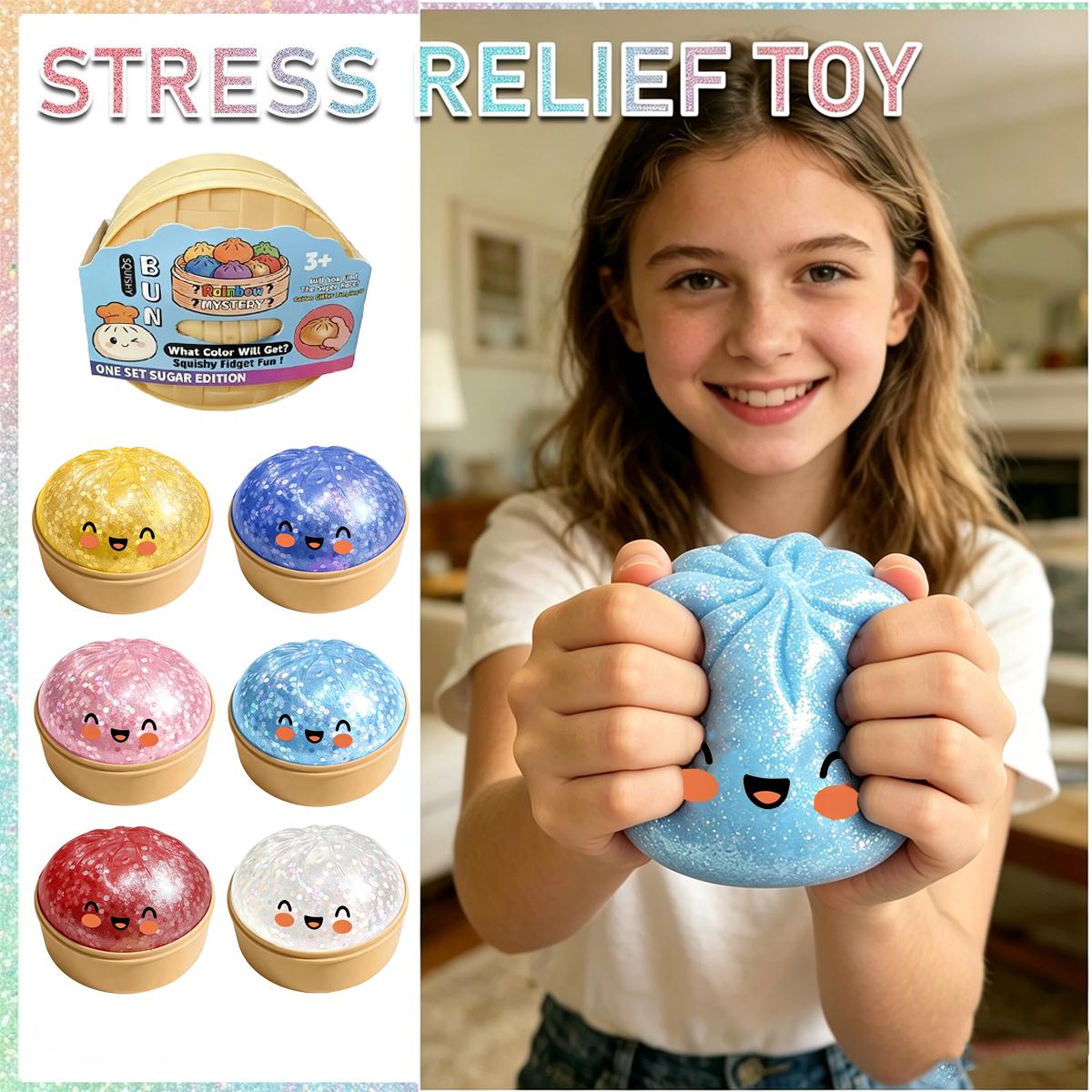 [Blind Box] 2026 New Sparkling Dumpling Squeezable Toy with Steamer, Soft Sensory Stress Relief Squeezable Bun Toy, Relieving Adult Stress and Anxiety