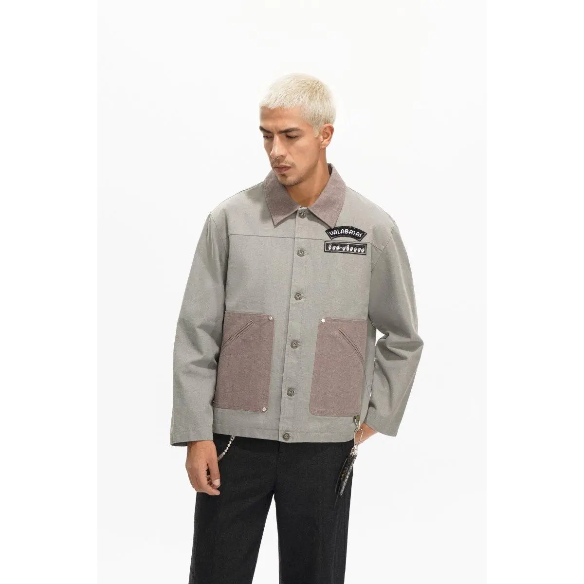 Men's Structured Tailored Streetwear Jacket in Ironwood Grey - Casual Button-Down Outerwear for Versatile Layering