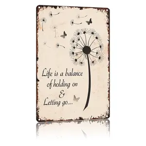 Vintage Inspirational Quote Dandelion Metal Wall Hanging Poster Funny Metal Sign Aluminum 8x12inch For Bathroom Bedroom Living Room Wall Decor