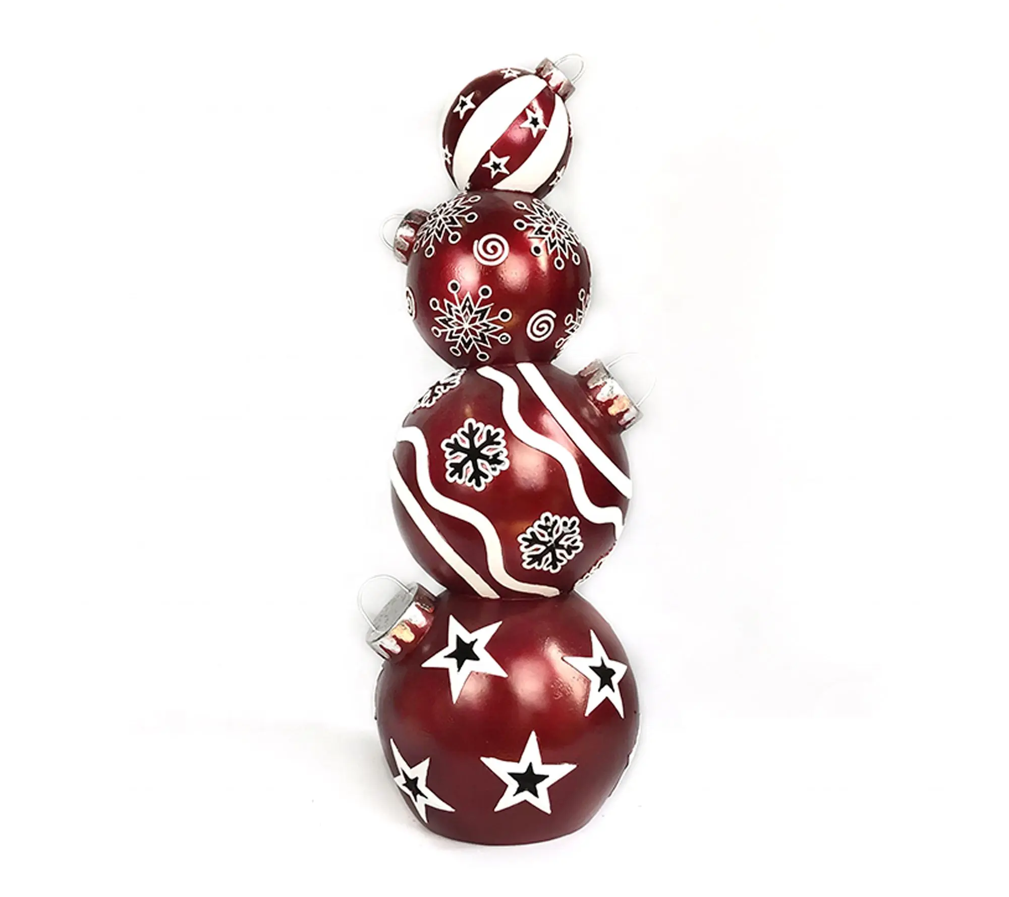 34.6" LED Lighted Stacked Red Christmas Ball Ornament Decor