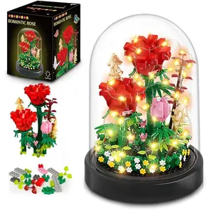 Flower Bouquet Building Kit with LED Lighting, Bonsai Tree & Mini Brick Building Blocks for Valentine's Day Crafts |     Hot Selling This Season |     Anniversary/Birthday Gift Idea |     Glowing LED Decor