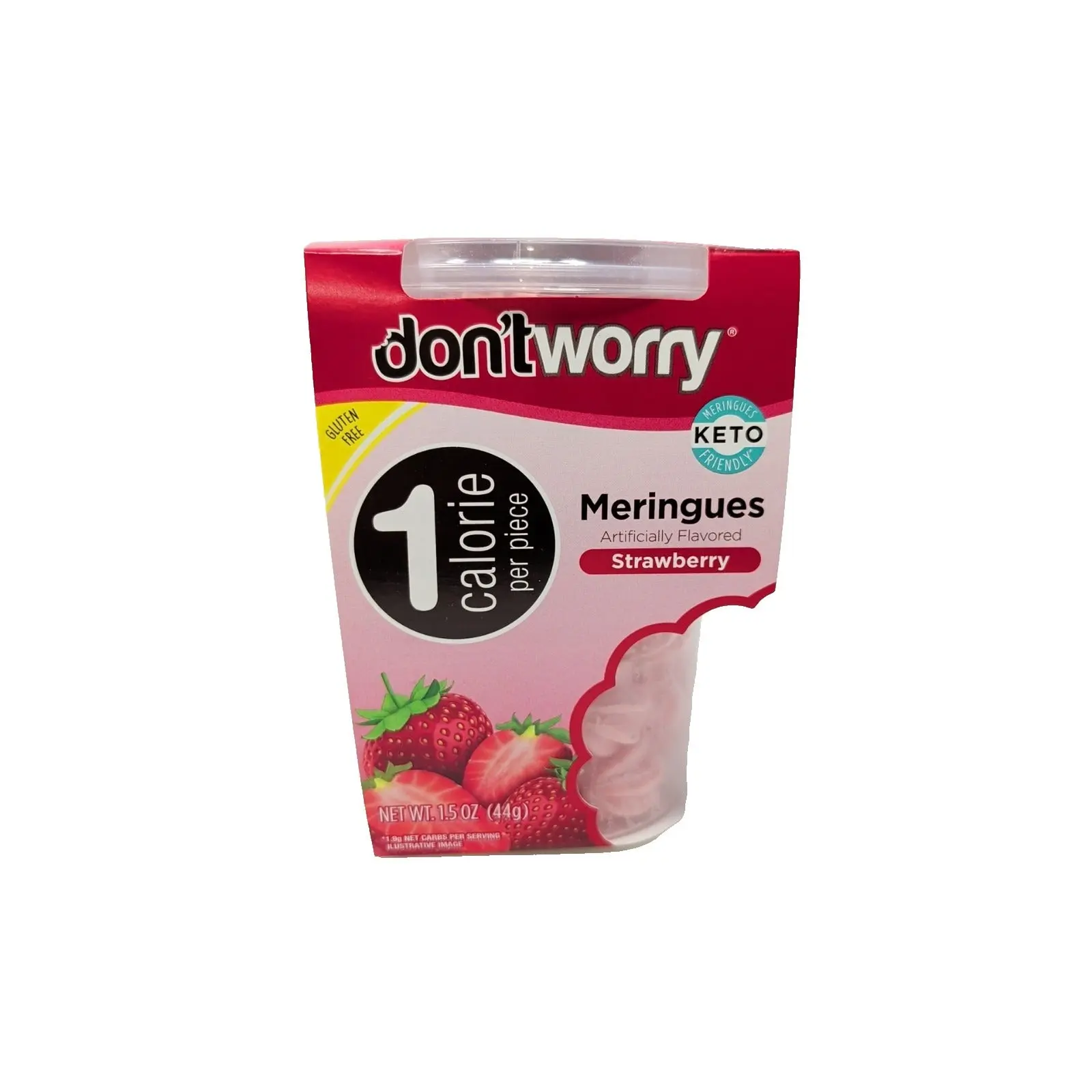 don'tworry Meringues Strawberry Flavor 1.5 Ounce Plastic Container