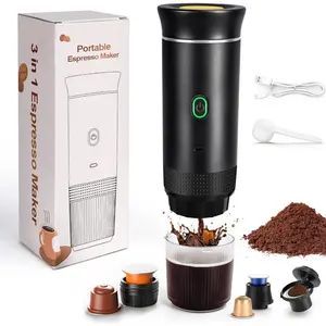 Electric Espresso Machine, 3 In 1 Portable Coffee Maker for Travel, 4-6 min Self-Heating, Compatible with Ground Coffee & Large Capsules, Small Capsules, for Hiking, Camping, RV, Office (Black) TikTokShopBlackFriday Christmas Coffee Sets Gift