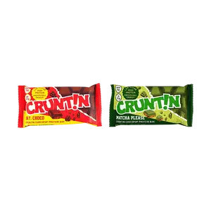 CRUNTIN Korean Matcha & New York Chocolate Protein Bar Combo Pack - 48.5g x 2 Servings | Low Sugar, High Protein, Meal Replacement, Keto Friendly, Olive Young