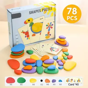 78pcs/98pcs Rainbow Pebbles Stone Toys, Children's Educational Toys Desktop Interactive Logical Thinking Game Drawing Toys.