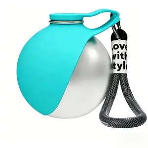 Portable Stainless Steel Dog Water Bottle with Bowl - Leak-Proof Pet Water Dispenser for Walking, Hiking feed