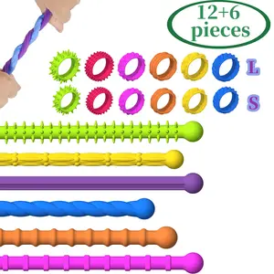 Ring Elastic Rope Fun Toy Pack, Stress Relief Fidgeting, Helps Distract and Improve Thumb Sucking Habit, Unique Texture, Multi-Color Set, Perfect for Classroom Rewards