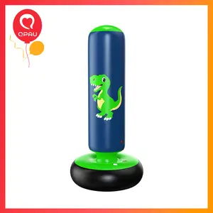 QPAU Inflatable Punching Bag, 48 Inch Stable Inflatable Boxing Bag for 3-6 Kids, Dinosaur Toy & Children's Day Gifts for Boys and Girls, Kids Boxing Set for Practicing Karate, Taekwondo,