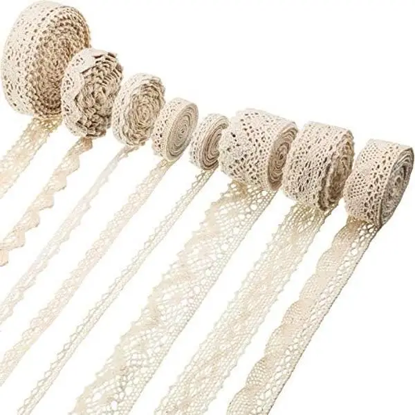 40 Yards Cotton Lace Trim Vintage Ribbon Crochet Cotton Lace Scalloped Edge for Bridal Wedding Decoration
