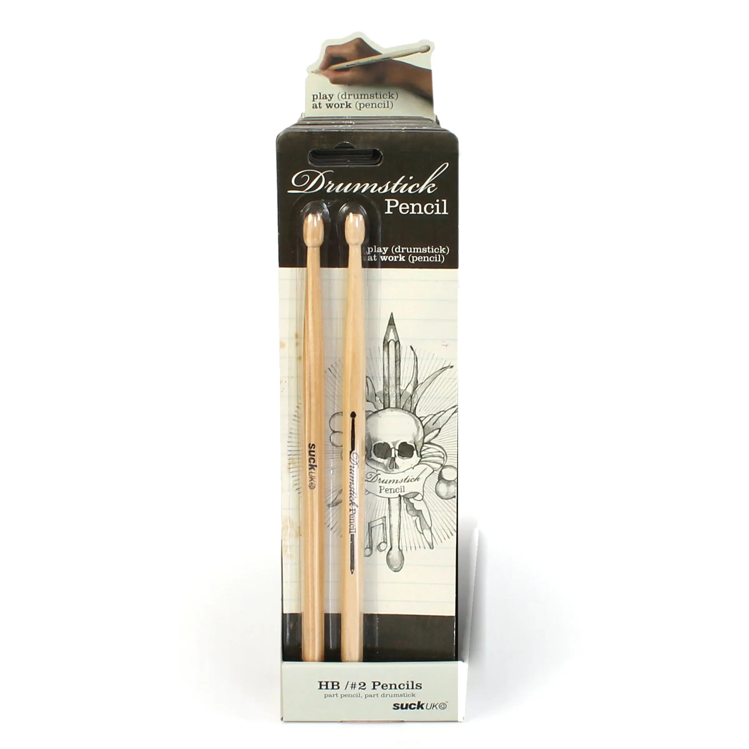 Suck UK Drumstick Pencils - Novelty Drummer Gifts for Men & Music Lovers - Wooden Drum Stick Shaped Sketch Pencil - Unique Office & School Stationery Supplies - Cool Drum Kit Pencils - Set of 2