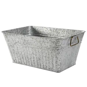 Large Rectangle Galvanized Tub, 22 in L X 15 in W X 10 in H Steel Shower