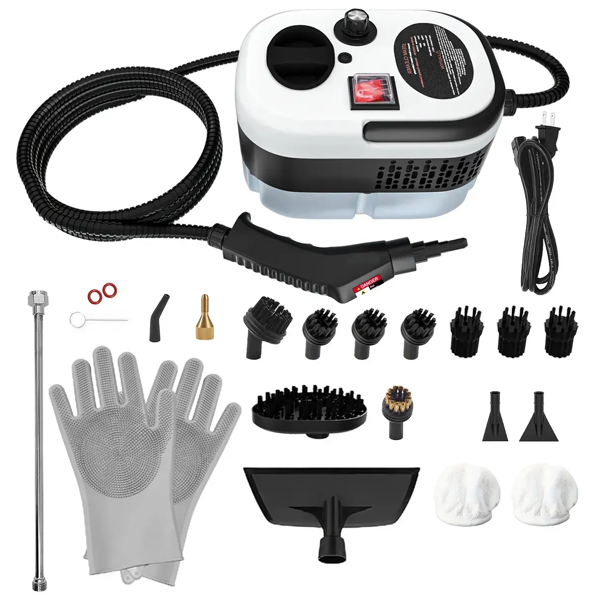 2500W Multi Surface Handheld Steam Cleaner - High-Temperature, High-Pressure Compact Tool with Crevice Handle, Non-Bleach Eco-Friendly Set (20 Accessories) for Car Detailing, Kitchen Grease (Vacuums & Floor Care Home Appliances), Multi Surface Steam
