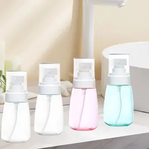 4pcs Small Leak-Proof Travel Pump Bottles - Refillable & BPA-Free Plastic, Transparent with White Caps for Shampoo, Conditioner, Lotion & Hand Sanitizer, Includes Pink & Light Blue Bottles Makeup Cosmetic