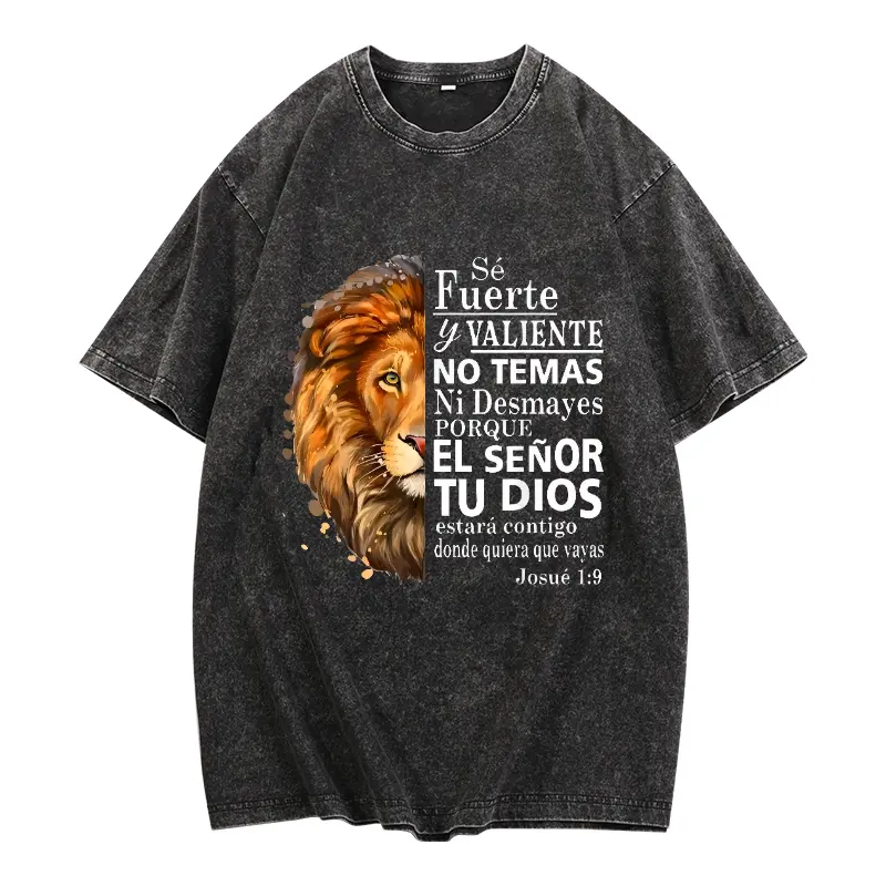 100%  Valiente Josue 1:9 Spanish Christian Bible Verse T-Shirt