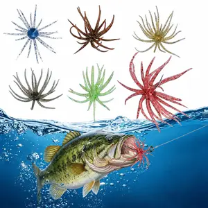 2/4/6Pcs Floating Fishing Lure Sea Urchin Soft Bait with Reflective Stars, Tentacle Creature Fishing Lure, for Bass Fishing Setup, Drop Shot, Wacky Rig-Neko Rig Finesse, Slow Sinking Unbelievable Fishing Tricks