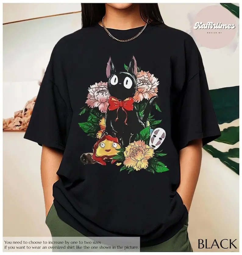 Jiji Shirt, Kikis Delivery Service T-Shirt, Studio Ghibli T-Shirt, Ghibli Shirt, Hayao Miyazaki, Studio Ghibli Gift