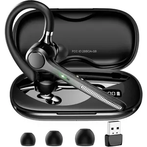 Bluetooth V5.4 Earbud with 500mAh Charging Case, 50H Talk Time, Hands-Free Noise Canceling Mic, Compatible with Computers & Cell Phones, Ideal for Truckers
