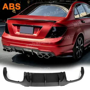 ABS Matte Black Car Rear Bumper Lip Diffuser Spoiler Fit for Mercedes Benz C Class W204 C63 AMG 2012-2014