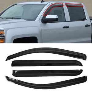 Window Rain Guard Visors Vent Shade Deflectors (4PCS) - Durable All-Weather Exterior Accessories for Crew Cab
