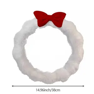 Bowknot Adorned Soft Plush Steering Wheel Cover Winter Ready Snug Fit Car Interior Accessory 14.96inch/38cm for Cozy Comfort and Style - Steeringwheelcover