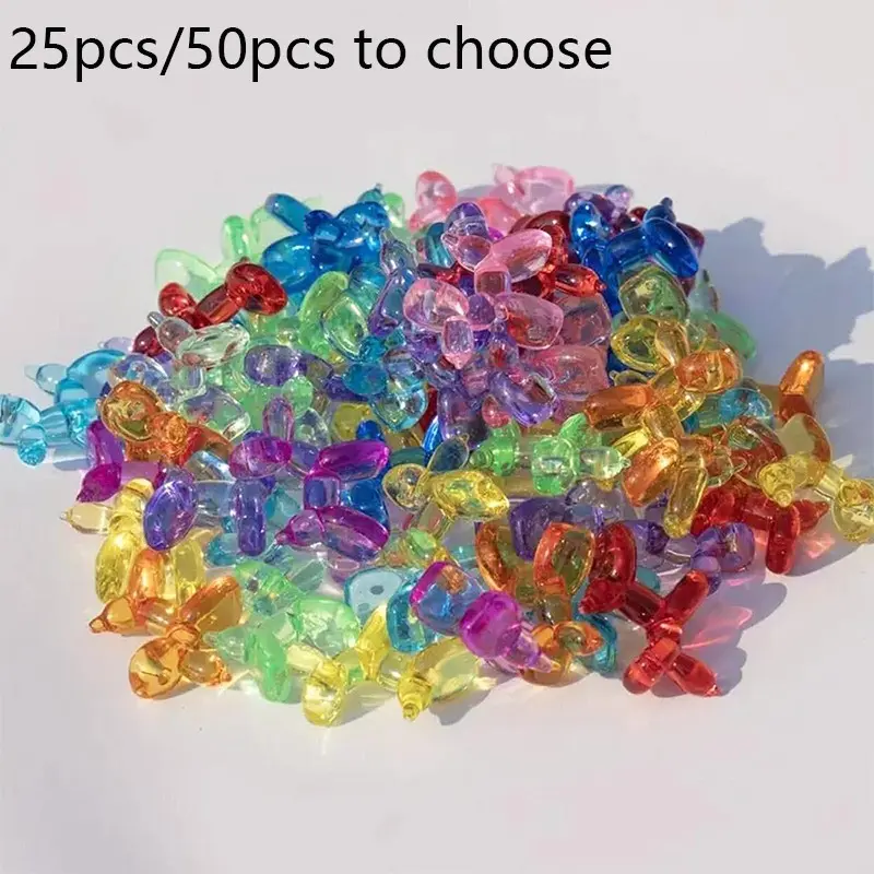 25pcs/50pcs Acrylic Mini Balloon Dog Sculpture Charms Bulk, Random Mixed Colors, DIY Craft Accessories, Craft Embellishments For Baking, Vase Fillers, Playful Design, Glossy Finish, Decorative Objects, Handicraft