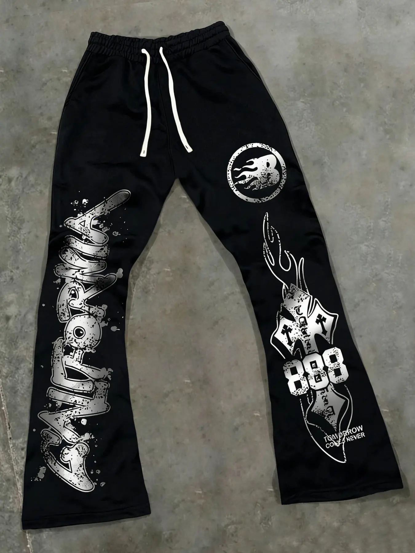 Y2K style classic cross flared pants men's, spring and autumn Gothic pants cross print unisex sports pants, Casual sporty pants, Drawstring sport pants, 2026 new year casual pants street fashion geometric pants, Casual Sporty Trousers
