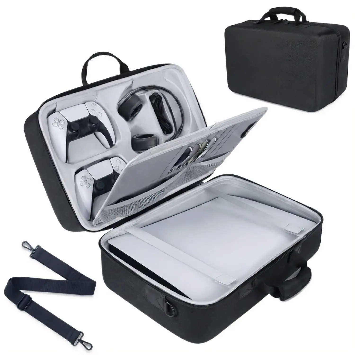 Carrying Case for PS5 Console – Portable Hard Shell Travel Bag for Dual Controllers Headset Games & Accessories - Compact Durable Pouch with Carry Handle for Secure Storage