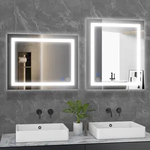 LED Bathroom Mirror with Lights Anti-Fog Dimmable Backlit Front Lit Memory Function Tempered Glass Shatter-Proof Dual Illumination Adjustable Lighting LED Bathroom Mirror with Lights Anti-Fog Dimmable Backlit Front Lit Memory Function Tempered Glass Shatter-Proof Dual Illumination Adjustable Lighting