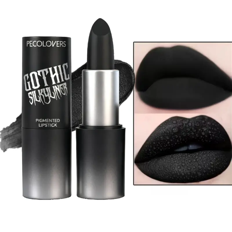 1PC Gothic black lipstick, Cosmetic, Lip Products Makeup, Waterproof, Matte, Intensely Pigmented, Long-Lasting, Bold, Smoky & Dramatic Makeup Looks, Parties & Hallowee lipstick, suitable for lips, face, etc.